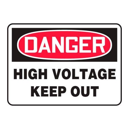 Accuform Danger Sign, High Voltage Keep Out, 14inW X 10inH, Plastic